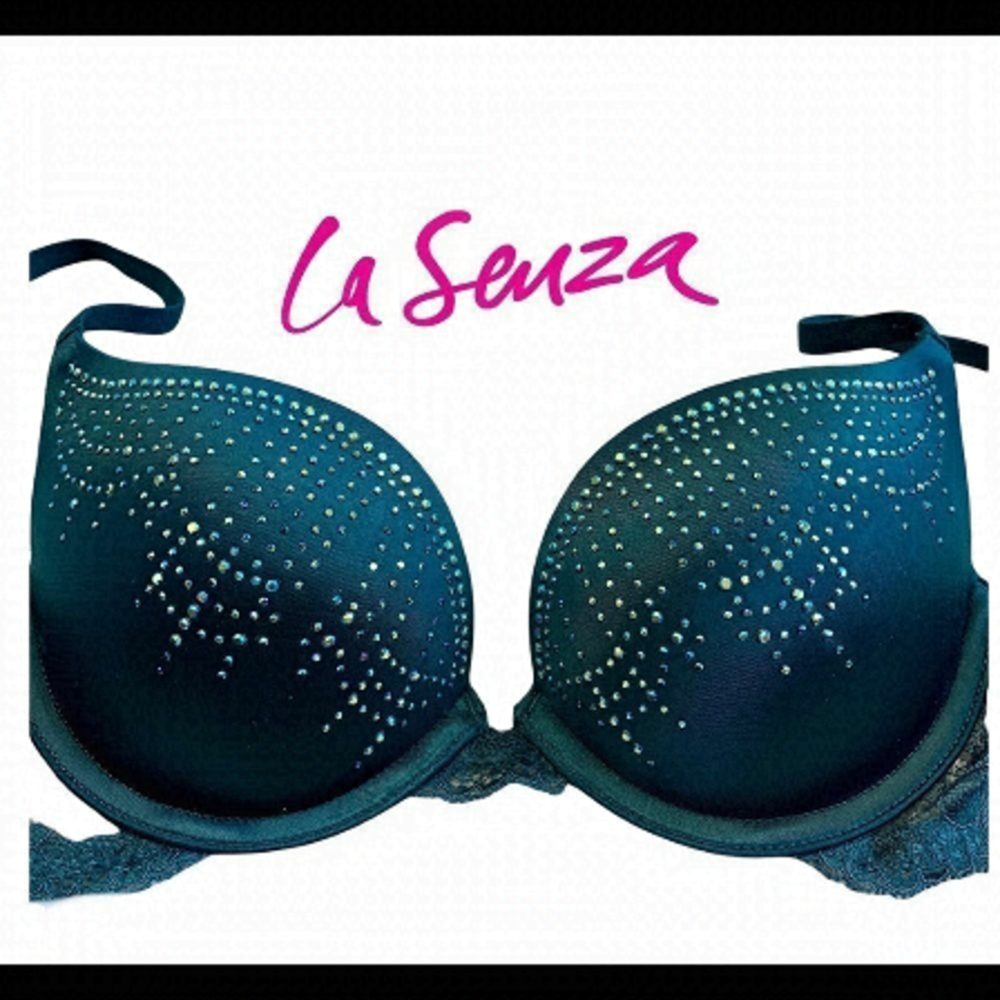 La Senza teal aqua jewel embellished bra size 32B